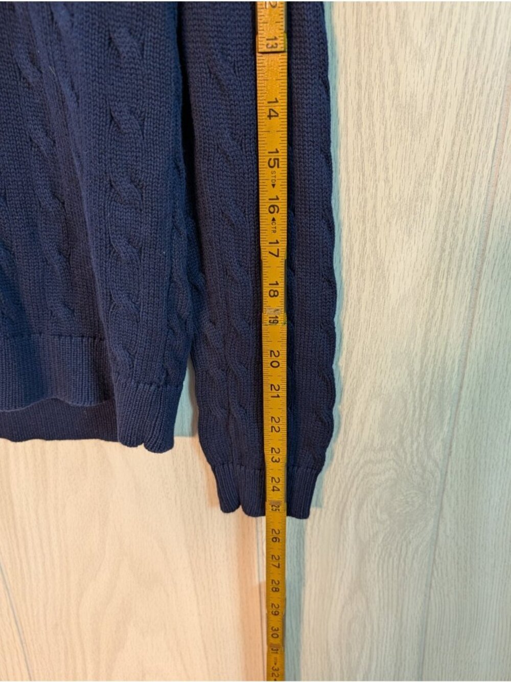 Lauren Active Ralph Lauren Crest Cardigan Sweater Medium Cable Knit Preppy Blue - Picture 6 of 7